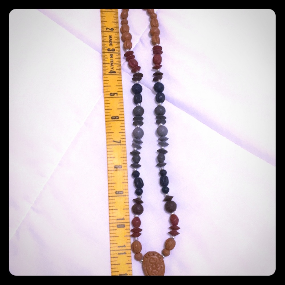 12 in Beaded Necklace Brown Black Grey